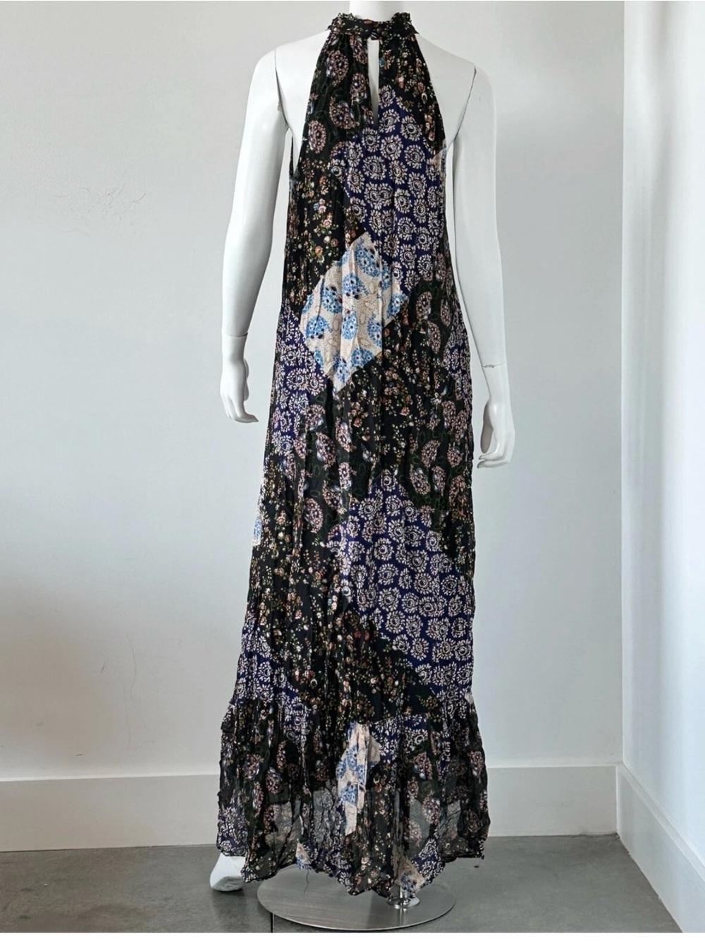 Anthropologie Maeve Black Floral-Print Dress